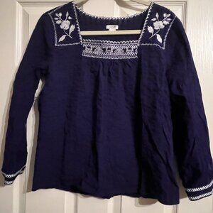 J. Crew Embroidered Peasant Top